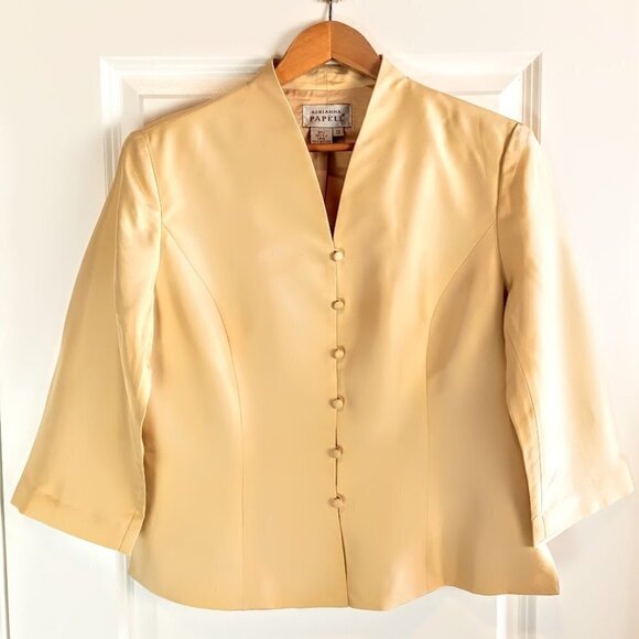 Adrianna Papell Butter Yellow Silk Jacket - Picture 1 of 6